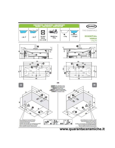 Jacuzzi Vasca idromassaggio Essential Versa 170x70x60H