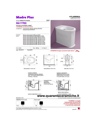 Ceramica Flaminia Madre filo muro vaso Goclean, bidet e coprivaso rallentato slim