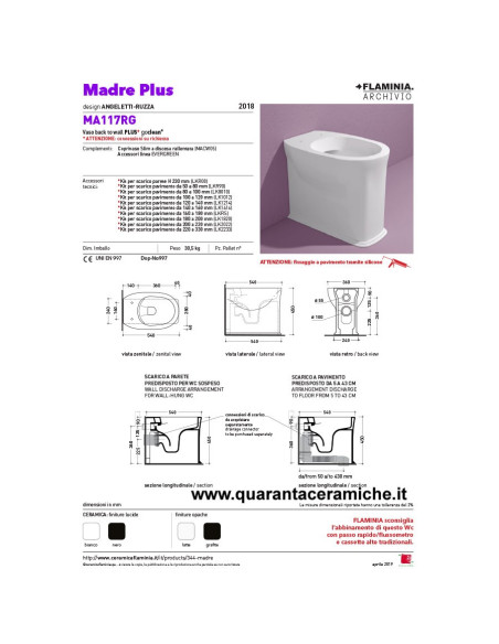 Ceramica Flaminia Madre filo muro vaso Goclean, bidet e coprivaso rallentato slim