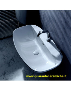 Flaminia Nudaslim 75 lavabo da appoggio o sospeso con piano rubinetteria