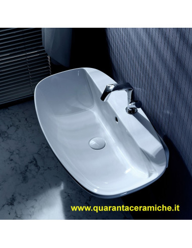 Flaminia Nudaslim 75 lavabo da appoggio o sospeso con piano rubinetteria