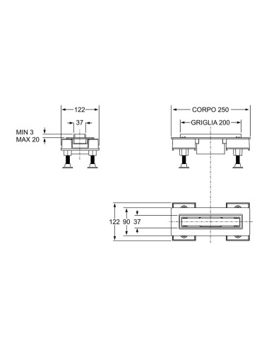 Canalina Doccia Design 20 cm