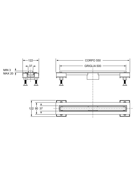 Canalina Doccia Design 50 cm
