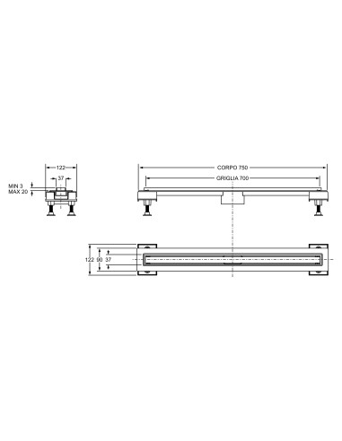 Canalina Doccia Design 70 cm