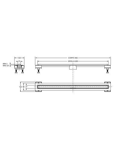 Canalina Doccia Design 90 cm