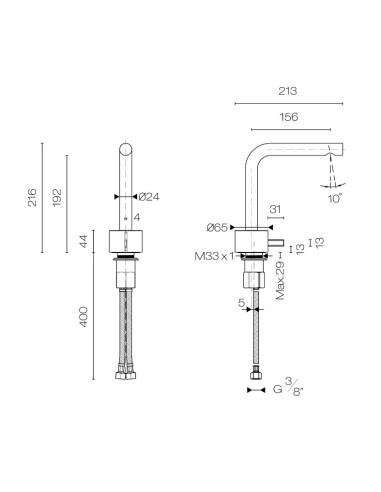 Fantini AF/21 Miscelatore lavabo 2 fori cromo con cartuccia progressiva