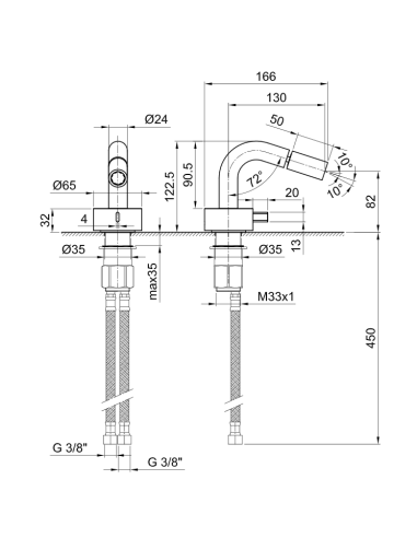 Fantini AF/21 Miscelatore lavabo alto bocca prolungata monoforo cromo con cartuccia progressiva