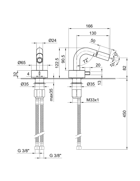 Fantini AF/21 Miscelatore lavabo 2 fori cromo con cartuccia progressiva