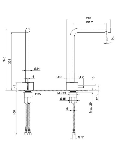 Fantini AF/21 Miscelatore lavabo alto bocca prolungata monoforo cromo/acciaio con cartuccia tradizionale