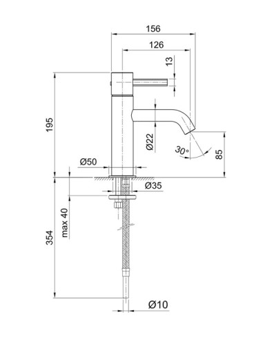 Fantini AF/21 Miscelatore lavabo monoforo cromo/acciaio con cartuccia tradizionale