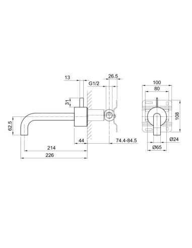 Fantini AF/21 Miscelatore lavabo da parete e bidet cromo/acciaio con cartuccia tradizionale con cartuccia tradizionale