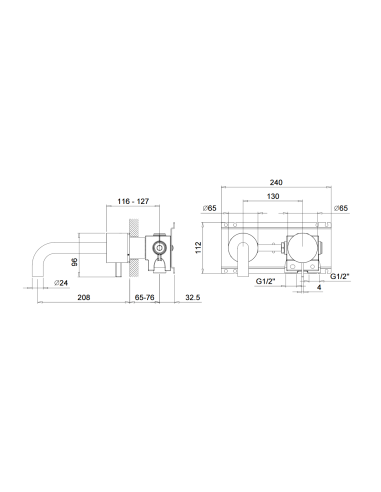Fantini AF/21 Miscelatore lavabo da parete e bidet cromo/acciaio con cartuccia tradizionale