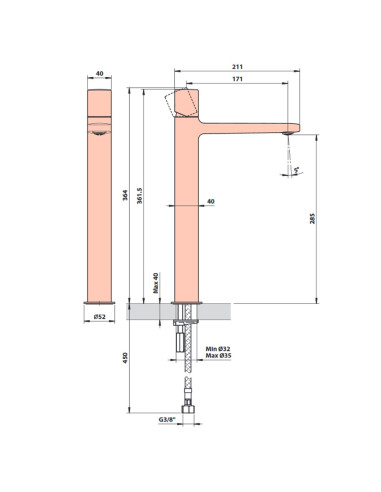 Fantini Lamè Miscelatore lavabo monoforo cromo con cartuccia tradizionale