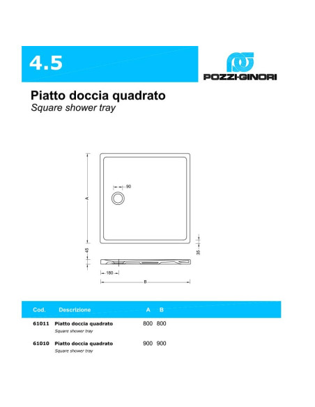 Pozzi Ginori piatto doccia 4.5