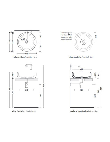 Flaminia Bonola lavabo da appoggio cm 46