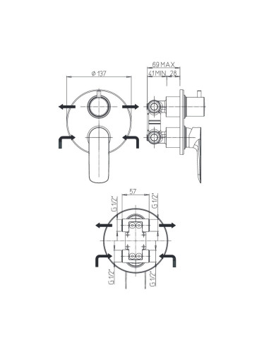 Paini Nove nero opaco miscelatore per lavabo, bidet e miscelatore doccia incasso