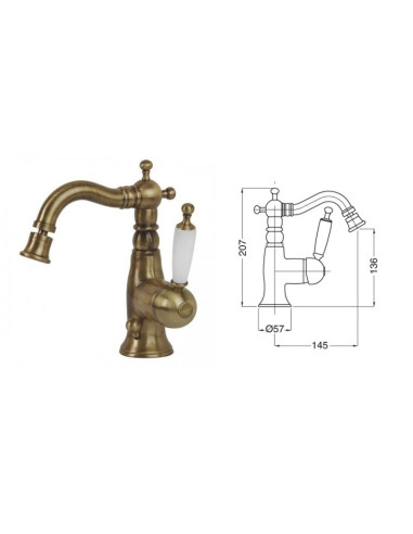 Bugnatese Oxford miscelatore monocomando lavabo e bidet bronzo