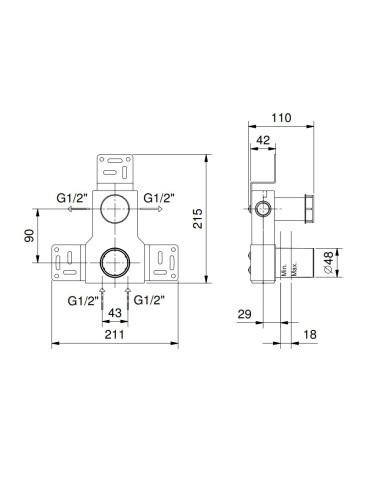 Fantini Parte da incasso per miscelatore doccia a 2 uscite M185A