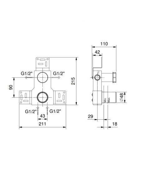 Fantini Parte da incasso per miscelatore doccia a 2 uscite M185A