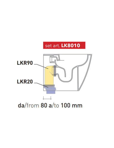 Kit per scarico pavimento da 80 a 100 mm LK8010