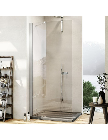 Parete doccia walk-in a muro da 70 cm con cristallo e braccetto cromato