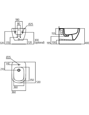 Ideal Standard Tesi bidet sospeso scheda tecnica