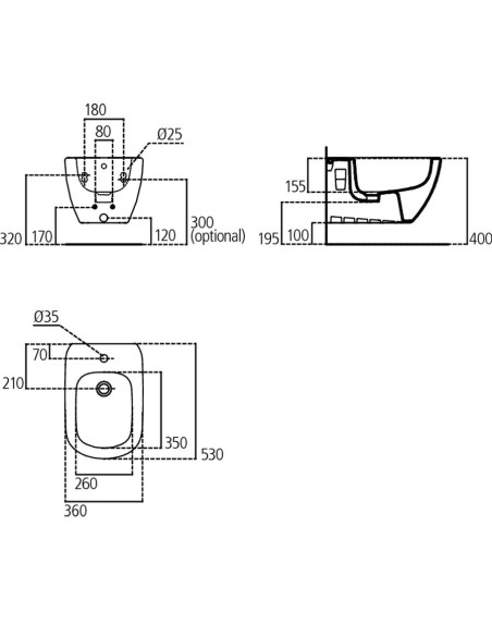 Ideal Standard Tesi bidet sospeso scheda tecnica