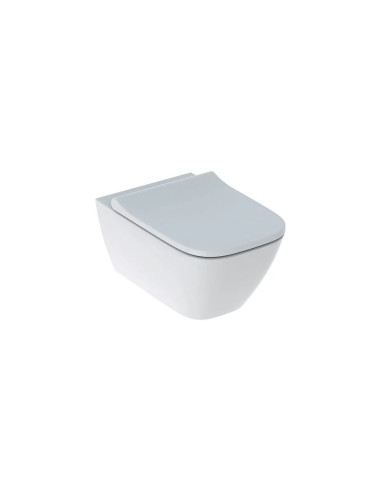 Sanitari sospesi Smyle Square, vaso rimfree, bidet e coprivaso rallentato