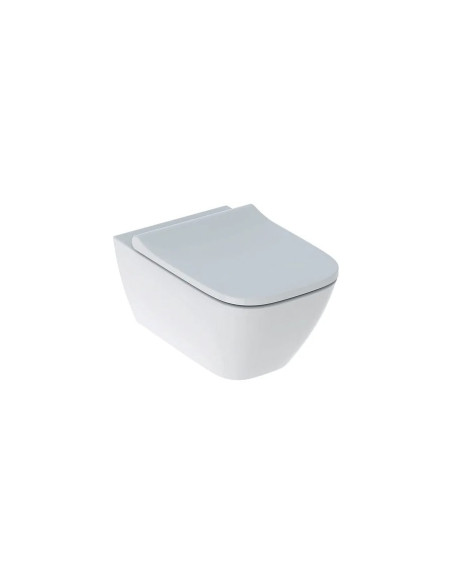 Sanitari sospesi Smyle Square, vaso rimfree, bidet e coprivaso rallentato