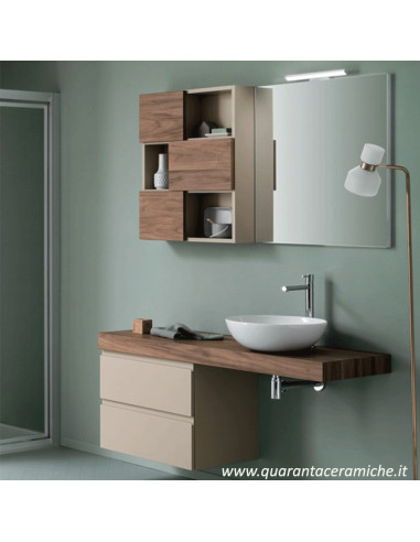 Arbi mobile bagno Home finitura legno york/colore cremino opaco L130xP45,5 cm