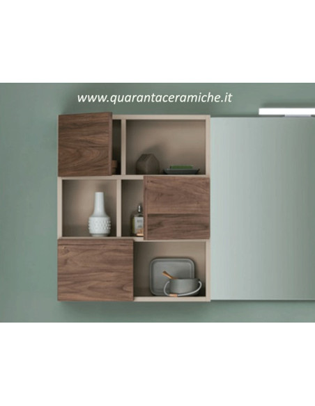 Arbi mobile bagno Home finitura legno york/colore cremino opaco L130xP45,5 cm