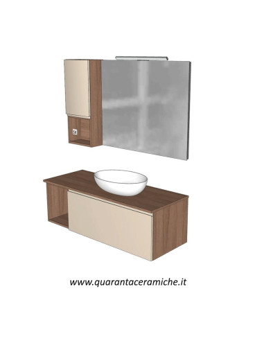 Arbi Ho.me mobile bagno legno york e colore cremino opaco L120xP45 cm