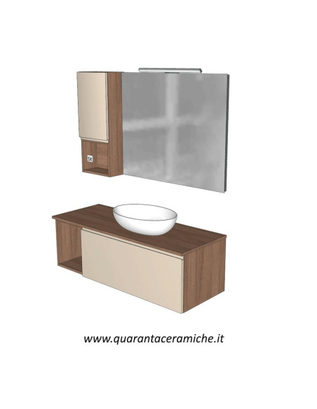 Arbi Ho.me mobile bagno legno york e colore cremino opaco L120xP45 cm