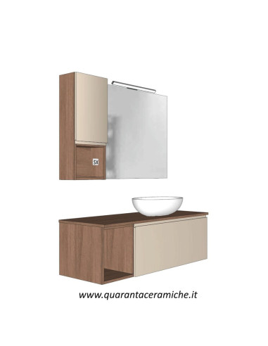 Arbi Ho.me mobile bagno legno york e colore cremino opaco L120xP45 cm