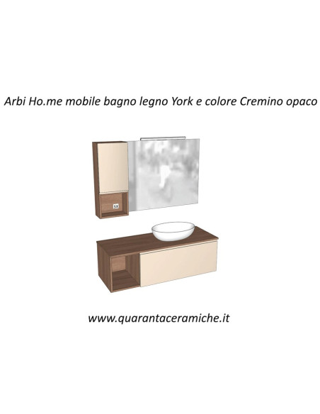 Arbi Ho.me mobile bagno legno york e colore cremino opaco L120xP45 cm