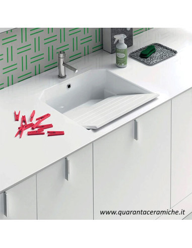 Mobile lavatoio Arbi Home Laundry L220,60xP68 cm Bianco opaco