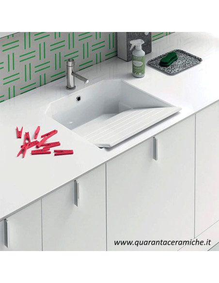 Mobile lavatoio Arbi Home Laundry L220,60xP68 cm Bianco opaco