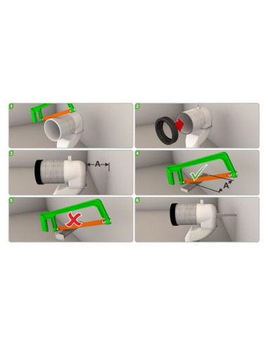 Curva tecnica variabile per vaso filomuro con scarico suolo da 16 a 20 cm
