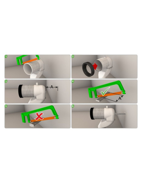Curva tecnica variabile per vaso filomuro con scarico suolo da 16 a 20 cm
