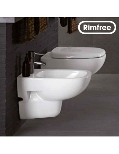 Pozzi Ginori Fantasia 2 sanitari sospesi vaso Rimfree, bidet e coprivaso soft