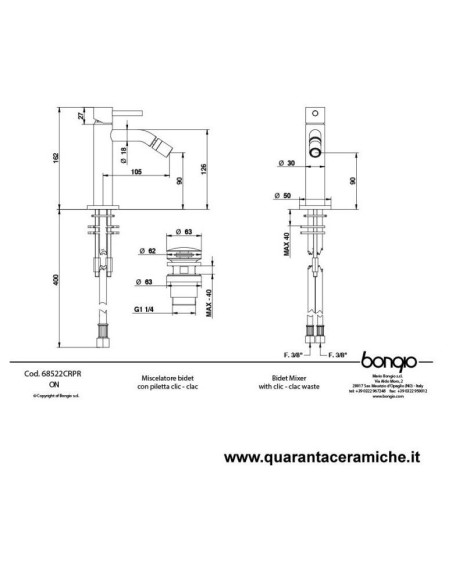 Bongio ON Miscelatore lavabo finitura bianco opaco 68521BIPR