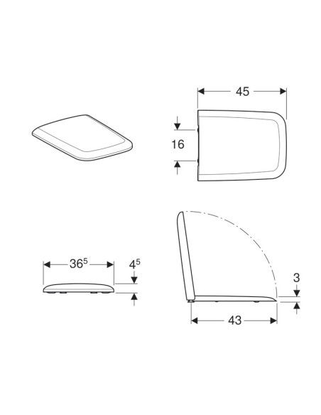 Geberit iCon Square filo muro solo coprivaso scheda tecnica