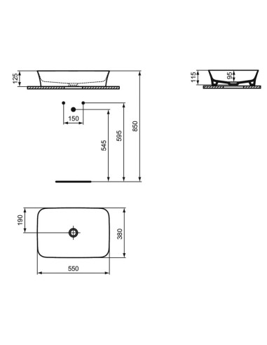 Ideal Standard Ipalyss lavabo da appoggio ultrasottile 55x38 - E207601