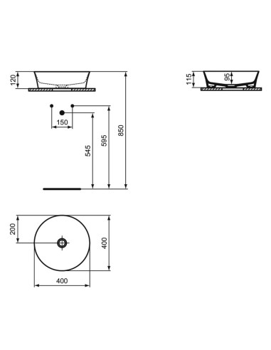 Ideal Standard Ipalyss lavabo tondo ultrasottile 40x40 - E139801