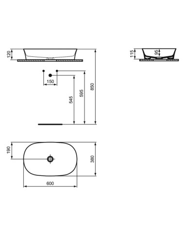 Ideal Standard Ipalyss lavabo ovale ultrasottile 60x38 - E139601
