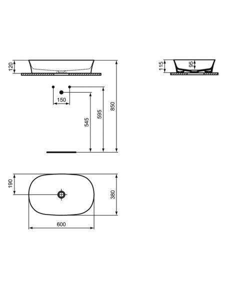 Ideal Standard Ipalyss lavabo ovale ultrasottile 60x38 - E139601