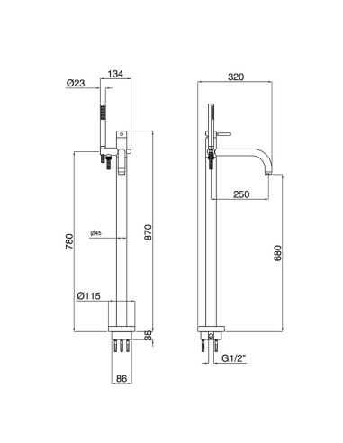 Bugnatese Kobuk Piantana a pavimento per riempimento vasca 2260
