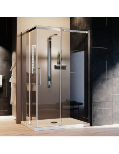 Box doccia Firenze 70x100 angolare a due ante scorrevoli cristallo trasparente 8 mm
