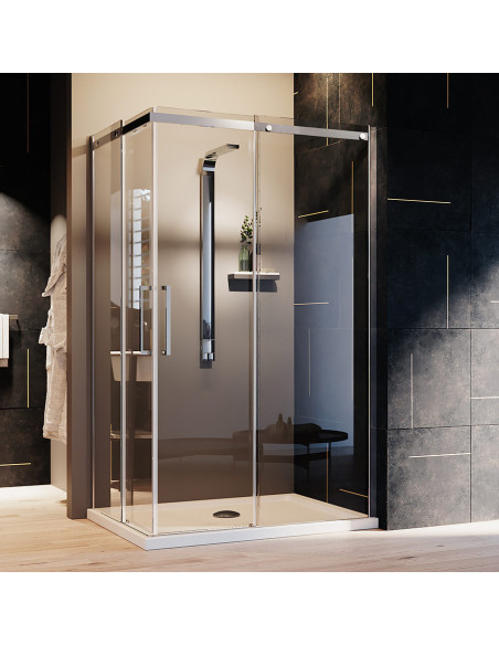 Box doccia Firenze 80x80 angolare a due ante scorrevoli cristallo trasparente 8 mm