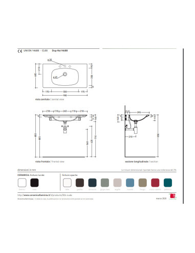 Flaminia Lavabo sospeso ND90L Nudaflat 90 - MIGLIOR PREZZO